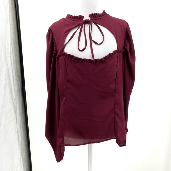 ASOS Tops - ASOS Blouse Women’s 14 Burgundy Milkmaid Peasent High Neck Romantic Gothic Witch